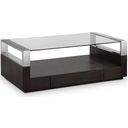 The appearance of Revere Rectangular Cocktail Table with Casters In Graphite designed by Magnussen in the modern / contemporary interior design. This graphite piece of furniture  was selected by 1StopBedrooms from Revere Collection to add a touch of cosiness and style into your home. Sku: T4562-43. Material: Ash Veneer.