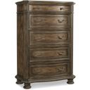 The appearance of Rhapsody Medium Wood Five Drawer Chest designed by Hooker in the traditional interior design. This medium wood piece of furniture  was selected by 1StopBedrooms from Rhapsody Collection to add a touch of cosiness and style into your home. Sku: 5070-90010. Material: Veneer.