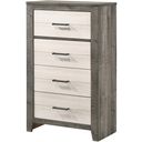 The appearance of Rhett Chest In Chalk and Gray designed by Crown Mark in the transitional interior design. This chalk and gray piece of furniture was selected by 1StopBedrooms from Rhett Collection to add a touch of cosiness and style into your home. Sku: B8170-4. Material: MDF.