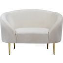 The appearance of Ritz Velvet Chair In Cream designed by Meridian in the modern / contemporary interior design. This cream velvet piece of furniture  was selected by 1StopBedrooms from Ritz Collection to add a touch of cosiness and style into your home. Sku: 659Cream-C. Material: Velvet.