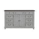The appearance of River Place 2 Door 9 Drawer Dresser In Riverstone White and Tobacco designed by Liberty in the country / farmhouse interior design. This white piece of furniture  was selected by 1StopBedrooms from River Place Collection to add a touch of cosiness and style into your home. Sku: 237-BR31. Material: Wood Veneer.