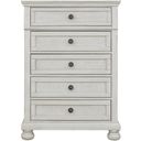 The appearance of Robbinsdale Antique White 5 Drawer Chest of Drawers designed by Signature Design by Ashley in the transitional interior design. This antique white piece of furniture was selected by 1StopBedrooms from Robbinsdale Collection to add a touch of cosiness and style into your home. Sku: B742-45. Material: Wood.