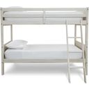 The appearance of Robbinsdale Antique White Twin Over Twin Bunk Bed With Ladder designed by Signature Design by Ashley in the transitional interior design. This antique white piece of furniture was selected by 1StopBedrooms from Robbinsdale Collection to add a touch of cosiness and style into your home. Sku: B742-59. Bed Type: Bunk Bed. Material: Wood. Bed Size: Twin Over Twin.