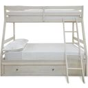 The appearance of Robbinsdale Antique White Twin Over Full Bunk Bed With Storage designed by Signature Design by Ashley in the transitional interior design. This antique white piece of furniture was selected by 1StopBedrooms from Robbinsdale Collection to add a touch of cosiness and style into your home. Sku: B742-50;B742-58P;B742-58R. Bed Type: Bunk Bed. Material: Wood. Bed Size: Twin Over Full.