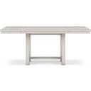 The appearance of Robbinsdale Counter Height Dining Extension Table In Antique White designed by Signature Design by Ashley in the transitional interior design. This antique white piece of furniture  was selected by 1StopBedrooms from Robbinsdale Collection to add a touch of cosiness and style into your home. Sku: D642-32. Material: Wood. Table Top Shape: Rectangular. Size: 42" x 86".