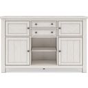 The appearance of Robbinsdale Dining Server In Antique White designed by Signature Design by Ashley in the transitional interior design. This antique white piece of furniture  was selected by 1StopBedrooms from Robbinsdale Collection to add a touch of cosiness and style into your home. Sku: D642-60. Material: Wood.
