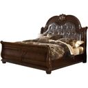 Roma Queen Size Traditional Upholstered Bed Made With Wood In Dark Walnut