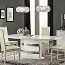 The appearance of Roma Dining Table (White) designed by ESF in the modern / contemporary interior design. This white piece of furniture was selected by 1StopBedrooms from Roma Collection to add a touch of cosiness and style into your home. Sku: ROMATABLEWHITE. Material: MDF. Table Top Shape: Rectangular. Size: 41" x 97".