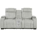 The appearance of Ronan Double Reclining Loveseat with Center Console and Cup holders In Gray designed by Homelegance in the modern / contemporary interior design. This gray piece of furniture was selected by 1StopBedrooms from Ronan Collection to add a touch of cosiness and style into your home. Sku: 8455GRY-2. Material: Polyester.