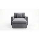 Rosedale Chair with Reversible Ottoman In Grey Velvet