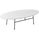 The appearance of Rossmore Oval Coffee Table In White/Black designed by LeisureMod in the transitional interior design. This white piece of furniture was selected by 1StopBedrooms from Rossmore Collection to add a touch of cosiness and style into your home. Sku: RSBL-46W. Material: MDF.