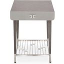 The appearance of Roxbury Park Slate End Table designed by Michael Amini in the traditional interior design. This slate piece of furniture  was selected by 1StopBedrooms from Roxburry Collection to add a touch of cosiness and style into your home. Sku: N9006202-220. Material: Glass.