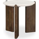 The appearance of Rumer Side Table In White And Dark Brown designed by Mercana in the modern / contemporary interior design. This white/dark brown piece of furniture  was selected by 1StopBedrooms from Rumer Collection to add a touch of cosiness and style into your home. Sku: 70562. Material: Wood.