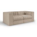 Rummi Velvet Performance Fabric Upholstered 2-Piece Modular Loveseat In Beige
