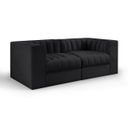 Rummi Velvet Performance Fabric Upholstered 2-Piece Modular Loveseat In Black