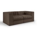 Rummi Velvet Performance Fabric Upholstered 2-Piece Modular Loveseat In Brown
