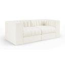Rummi Velvet Performance Fabric Upholstered 2-Piece Modular Loveseat In Cream