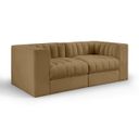Rummi Velvet Performance Fabric Upholstered 2-Piece Modular Loveseat In Saddle