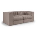 Rummi Velvet Performance Fabric Upholstered 2-Piece Modular Loveseat In Taupe