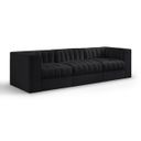 Rummi Velvet Performance Fabric Upholstered 3-Piece Modular Sofa In Black