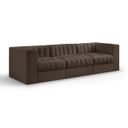 Rummi Velvet Performance Fabric Upholstered 3-Piece Modular Sofa In Brown