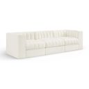 Rummi Velvet Performance Fabric Upholstered 3-Piece Modular Sofa In Cream