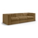 Rummi Velvet Performance Fabric Upholstered 3-Piece Modular Sofa In Saddle