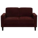 The appearance of Ruth Fabric Upholstered Track Arm Loveseat In Rust Red designed by Coaster in the transitional interior design. This rust red piece of furniture  was selected by 1StopBedrooms from Ruth Collection to add a touch of cosiness and style into your home. Sku: 511212. Material: Fabric.