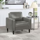 The appearance of Ruth Upholstered Track Arm Faux Leather Accent Chair Grey designed by Coaster in the transitional interior design. This grey piece of furniture  was selected by 1StopBedrooms from Ruth Collection to add a touch of cosiness and style into your home. Sku: 508367. Material: Faux Leather.