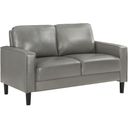 The appearance of Ruth Upholstered Track Arm Faux Leather Loveseat Grey designed by Coaster in the transitional interior design. This grey piece of furniture  was selected by 1StopBedrooms from Ruth Collection to add a touch of cosiness and style into your home. Sku: 508366. Material: Faux Leather.