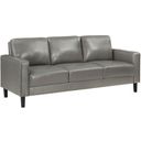 The appearance of Ruth Upholstered Track Arm Faux Leather Sofa Grey designed by Coaster in the transitional interior design. This grey piece of furniture  was selected by 1StopBedrooms from Ruth Collection to add a touch of cosiness and style into your home. Sku: 508365. Material: Faux Leather.