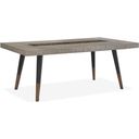 The appearance of Ryker Nocturn Black And Coventry Grey Rectangular Extendable Dining Table designed by Magnussen in the modern / contemporary interior design. This black and gray piece of furniture  was selected by 1StopBedrooms from Ryker Collection to add a touch of cosiness and style into your home. Sku: D5013-20. Table Top Shape: Rectangular. Size: 76" x 44". Material: Oak Veneer.