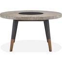 The appearance of Ryker Nocturn Black And Coventry Grey Round Dining Table designed by Magnussen in the modern / contemporary interior design. This black and gray piece of furniture was selected by 1StopBedrooms from Ryker Collection to add a touch of cosiness and style into your home. Sku: D5013-24. Table Top Shape: Round. Size: 54". Material: Oak Veneer.