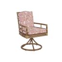 The appearance of Sandpiper Bay Swivel Rocker Dining Chair In Brown/Red/Pink designed by Tommy Bahama in the coastal interior design. This brown/red/pink piece of furniture was selected by 1StopBedrooms from Sandpiper Bay Collection to add a touch of cosiness and style into your home. Sku: 3360-13SR-40. Material: Aluminum.