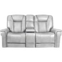 The appearance of Sanibel Console Loveseat with Power Recline, Power Head Rests, Power Lumbar and Lay Flat Wireless Charger In Dove designed by BarcaLounger in the transitional interior design. This dove piece of furniture was selected by 1StopBedrooms from Sanibel Collection to add a touch of cosiness and style into your home. Sku: 24PHL1192375091. Material: Leather.