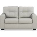 The appearance of Santorine Loveseat In Bone designed by Signature Design by Ashley in the modern / contemporary interior design. This bone piece of furniture was selected by 1StopBedrooms from Santorine Collection to add a touch of cosiness and style into your home. Sku: 2170835. Material: Faux Leather.