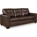 The appearance of Santorine Queen Sofa Sleeper In Dark Brown designed by Signature Design by Ashley in the modern / contemporary interior design. This dark brown piece of furniture  was selected by 1StopBedrooms from Santorine Collection to add a touch of cosiness and style into your home. Sku: 2170639. Material: Leather Match.