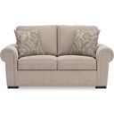 The appearance of Sararose Loveseat In Heather designed by Signature Design by Ashley in the traditional interior design. This heather piece of furniture was selected by 1StopBedrooms from Sararose Collection to add a touch of cosiness and style into your home. Sku: 5710235. Material: Polyester.