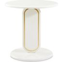 The appearance of Sassani End Table In Pearl White and Gold designed by Michael Amini in the modern / contemporary interior design. This pearl white piece of furniture was selected by 1StopBedrooms from Sassani Collection to add a touch of cosiness and style into your home. Sku: LFR-SSNI202-128. Material: Metal.