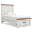 Savonport Twin Panel Storage Bed In White and Brown