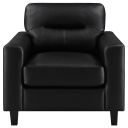 The appearance of Scotland Faux Leather Upholstered Track Arm Chair In Black designed by Coaster in the transitional interior design. This black piece of furniture  was selected by 1StopBedrooms from Scotland Collection to add a touch of cosiness and style into your home. Sku: 504666. Material: Faux Leather.