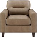 The appearance of Scotland Faux Leather Upholstered Track Arm Chair In Brown designed by Coaster in the transitional interior design. This brown piece of furniture was selected by 1StopBedrooms from Scotland Collection to add a touch of cosiness and style into your home. Sku: 504669. Material: Faux Leather.
