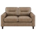 The appearance of Scotland Faux Leather Upholstered Track Arm Loveseat In Brown designed by Coaster in the transitional interior design. This brown piece of furniture was selected by 1StopBedrooms from Scotland Collection to add a touch of cosiness and style into your home. Sku: 504668. Material: Faux Leather.