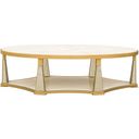 The appearance of Scotts Square Cocktail Table In Light Champagne designed by Michael Amini in the modern / contemporary interior design. This light champagne piece of furniture  was selected by 1StopBedrooms from Scotts Square Collection to add a touch of cosiness and style into your home. Sku: 9097201-124. Material: Solid Wood.