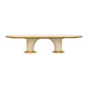 The appearance of Scotts Square Oval Dining Table In Light Champagne designed by Michael Amini in the modern / contemporary interior design. This light champagne piece of furniture  was selected by 1StopBedrooms from Scotts Square Collection to add a touch of cosiness and style into your home. Sku: 9097000T-124;9097000B-124. Table Top Shape: Oval. Size: 47" x 87". Material: Solid Wood.