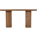 The appearance of Sequoia 58 Inch Double Pedestal Console Sofa Table with Butterfly Joint Inlay In Rustic Brown designed by Jofran in the modern / contemporary interior design. This rustic brown piece of furniture was selected by 1StopBedrooms from Sequoia Collection to add a touch of cosiness and style into your home. Sku: 2350-4T;2350-4B. Material: Mango.
