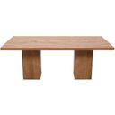 The appearance of Sequoia 79 Inch Butcher Block Double Pedestal Dining Table with Butterfly Joint Inlay In Rustic Brown designed by Jofran in the rustic / southwestern interior design. This rustic brown piece of furniture was selected by 1StopBedrooms from Sequoia Collection to add a touch of cosiness and style into your home. Sku: 2351-79B;2351-79B;2351-79T. Table Top Shape: Rectangular. Size: 40" x 79". Material: Mango.