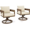 The appearance of Serene Bay Outdoor Swivel Dining Chair with Cushion Set of 2 In White and Dark Brown designed by Signature Design by Ashley in the transitional interior design. This white/dark brown piece of furniture was selected by 1StopBedrooms from Serene Bay Collection to add a touch of cosiness and style into your home. Sku: P671-602A. Material: Fabric.