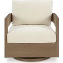 The appearance of Serene Bay Outdoor Swivel Glider Chair with Cushion In White and Dark Brown designed by Signature Design by Ashley in the transitional interior design. This white/dark brown piece of furniture was selected by 1StopBedrooms from Serene Bay Collection to add a touch of cosiness and style into your home. Sku: P671-821. Material: Fabric.