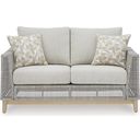 The appearance of Seton Creek Gray Outdoor Loveseat With Cushion designed by Signature Design by Ashley in the transitional interior design. This gray piece of furniture was selected by 1StopBedrooms from Seton Creek Collection to add a touch of cosiness and style into your home. Sku: P798-835. Material: Fabric.